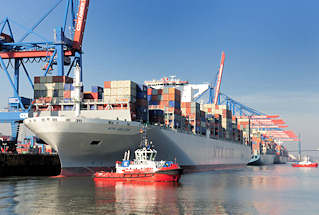 14617_3124 Containerschiff NYK HELIOS Hamburger Hafen, Terminal Altenwerder. Das 2013 gebaute Containerschiff hat eine Länge von 365,50m und eine Breite von 48,40m; der Frachter kann 13208 TEU Container transportieren.