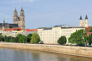 3820 Blick ber die Elbe in Magdeburg - Magdeburger Dom und Klosterkirche "Unserer lieben Frau" 